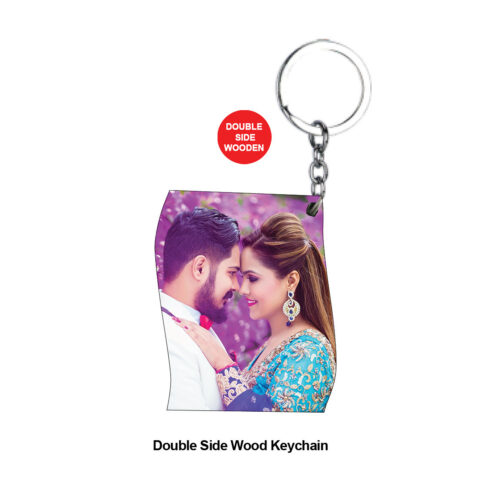 Double Side Wood Keychain – D
