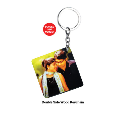 Double Side Wood Keychain – E
