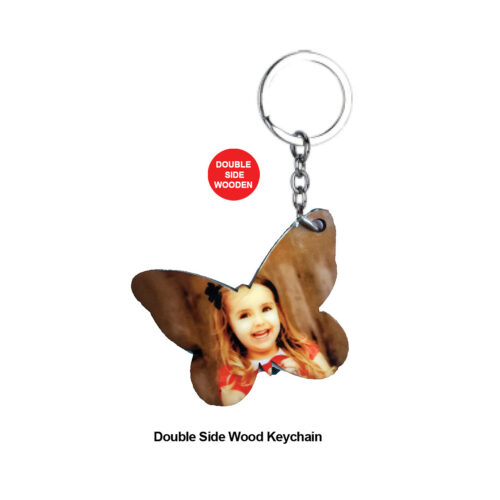 Double Side Wood Keychain – H