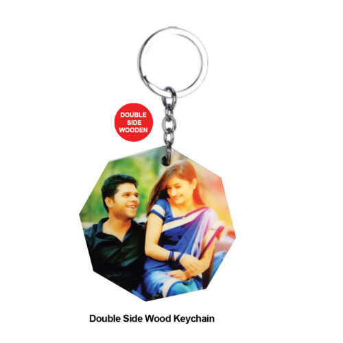 Double Side Wood Keychain – J